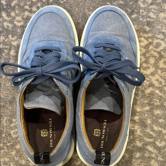 Men's BRUNOMAGLI Blue Suede and canvas Sneakers size 10.5